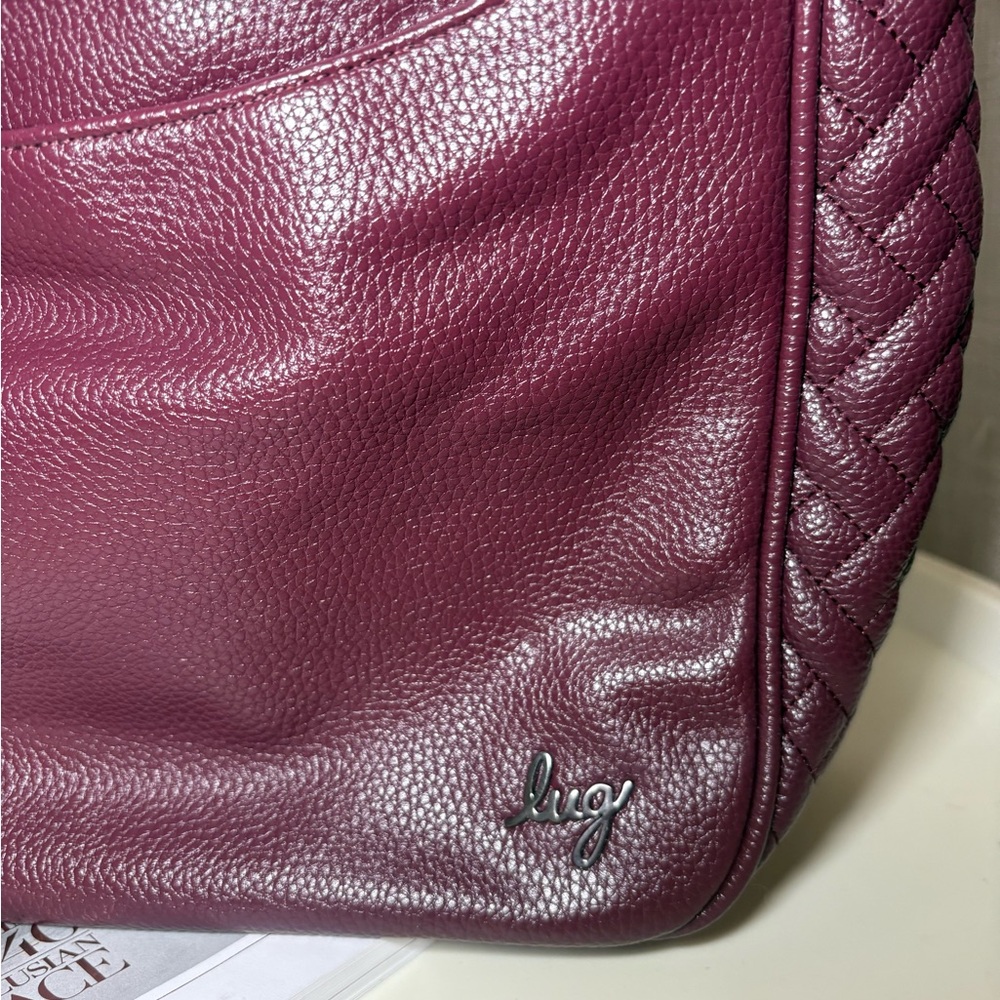 Lug Purple Shoulder Bag with Zipper & Braided Accents Matte Finish Women's Large - Picture 8 of 16